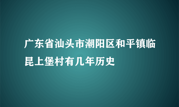 广东省汕头市潮阳区和平镇临昆上堡村有几年历史