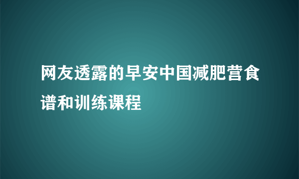 网友透露的早安中国减肥营食谱和训练课程