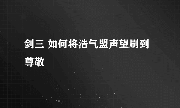 剑三 如何将浩气盟声望刷到尊敬