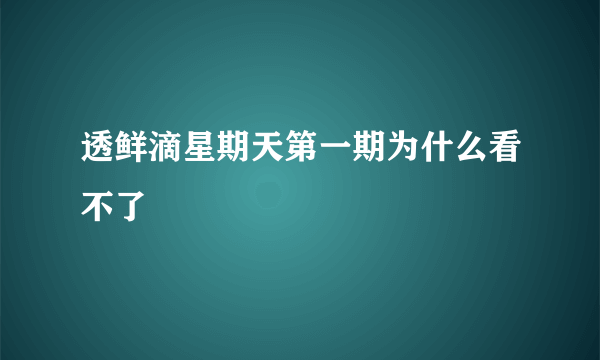 透鲜滴星期天第一期为什么看不了