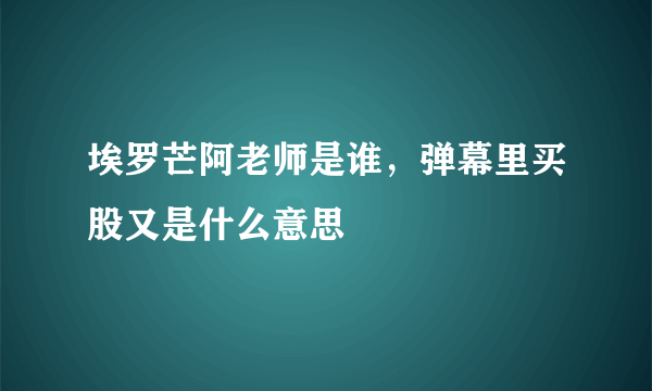 埃罗芒阿老师是谁，弹幕里买股又是什么意思