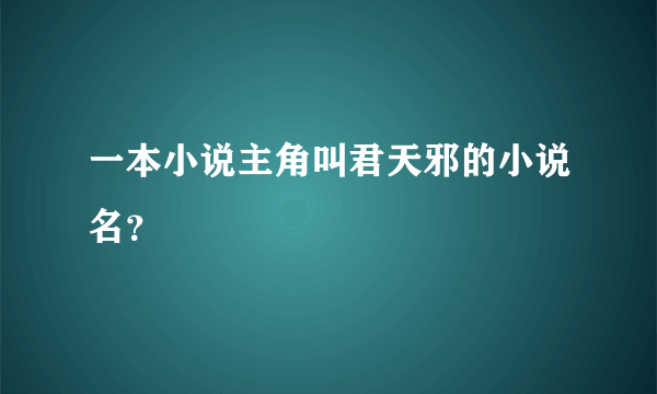 一本小说主角叫君天邪的小说名？