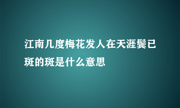 江南几度梅花发人在天涯鬓已斑的斑是什么意思