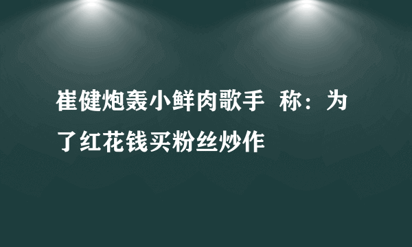 崔健炮轰小鲜肉歌手  称：为了红花钱买粉丝炒作