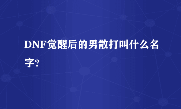 DNF觉醒后的男散打叫什么名字？