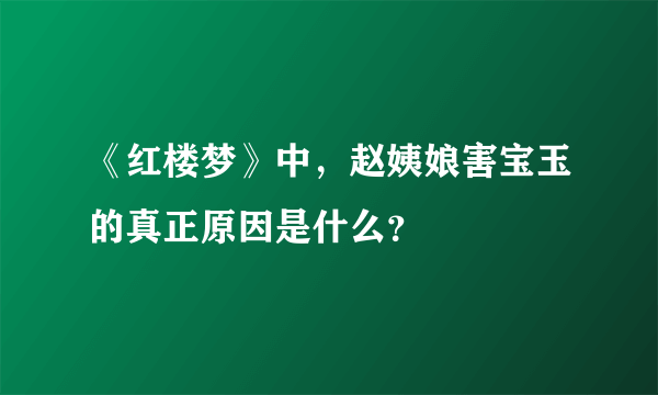 《红楼梦》中，赵姨娘害宝玉的真正原因是什么？