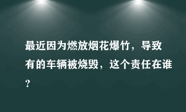 最近因为燃放烟花爆竹，导致有的车辆被烧毁，这个责任在谁？