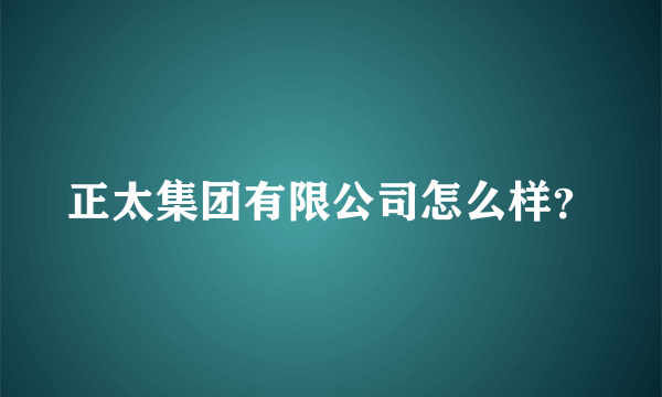 正太集团有限公司怎么样？