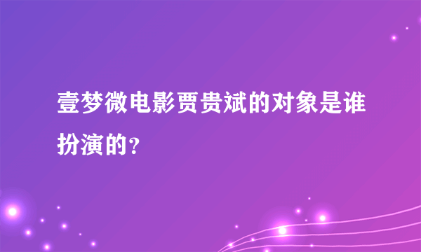 壹梦微电影贾贵斌的对象是谁扮演的？