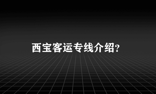 西宝客运专线介绍？