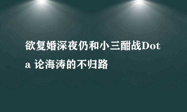 欲复婚深夜仍和小三酣战Dota 论海涛的不归路