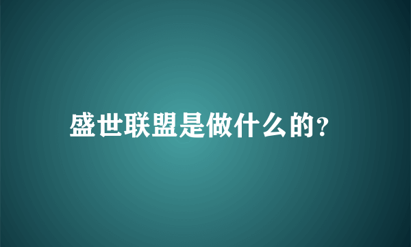 盛世联盟是做什么的？