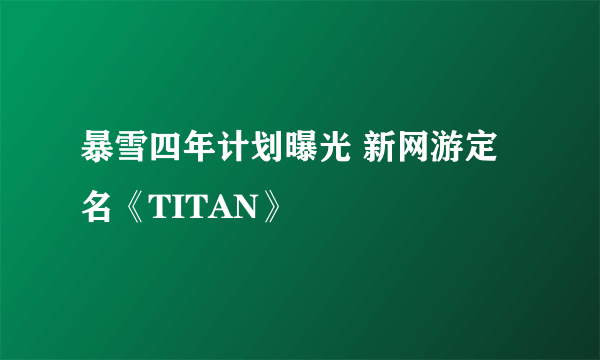 暴雪四年计划曝光 新网游定名《TITAN》