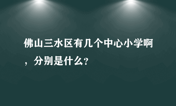 佛山三水区有几个中心小学啊，分别是什么？