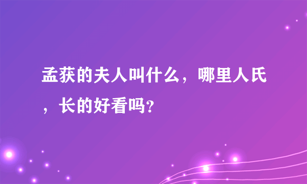 孟获的夫人叫什么，哪里人氏，长的好看吗？