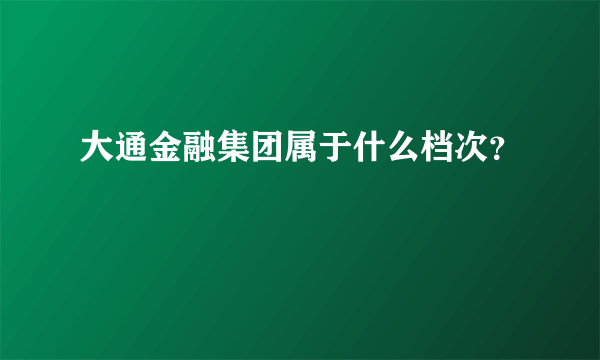 大通金融集团属于什么档次？