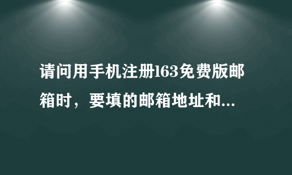 请问用手机注册l63免费版邮箱时，要填的邮箱地址和邮箱帐号该怎麽填？