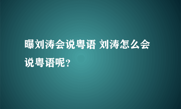 曝刘涛会说粤语 刘涛怎么会说粤语呢？