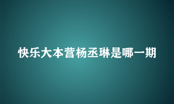 快乐大本营杨丞琳是哪一期