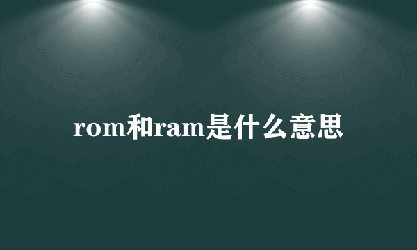 rom和ram是什么意思