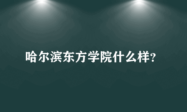 哈尔滨东方学院什么样？