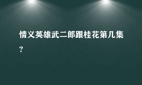 情义英雄武二郎跟桂花第几集？