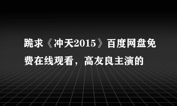 跪求《冲天2015》百度网盘免费在线观看，高友良主演的