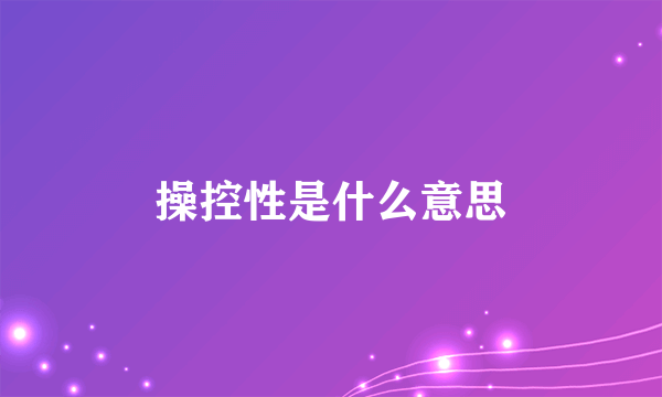 操控性是什么意思