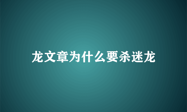 龙文章为什么要杀迷龙