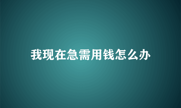 我现在急需用钱怎么办