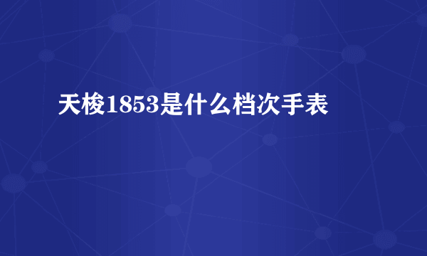 天梭1853是什么档次手表