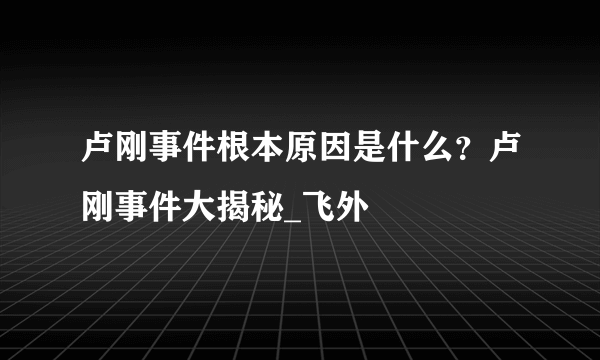 卢刚事件根本原因是什么？卢刚事件大揭秘_飞外