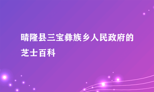 晴隆县三宝彝族乡人民政府的芝士百科