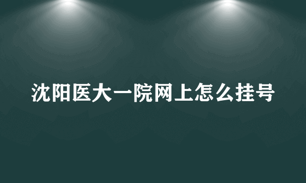 沈阳医大一院网上怎么挂号