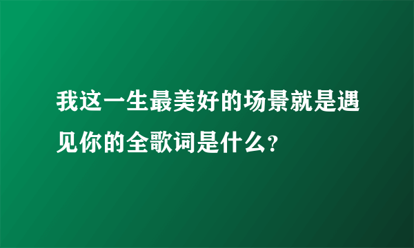 我这一生最美好的场景就是遇见你的全歌词是什么？