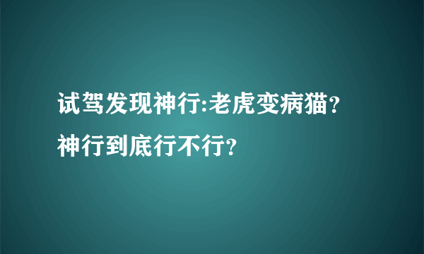 试驾发现神行:老虎变病猫？神行到底行不行？