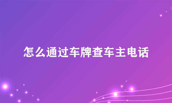 怎么通过车牌查车主电话