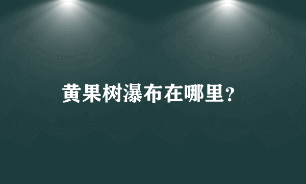 黄果树瀑布在哪里？