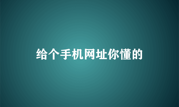 给个手机网址你懂的