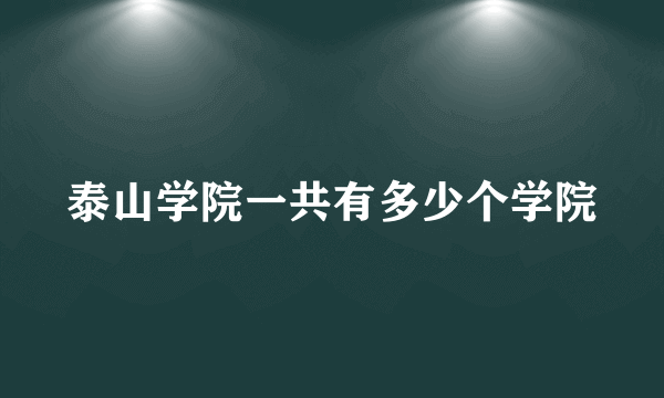 泰山学院一共有多少个学院