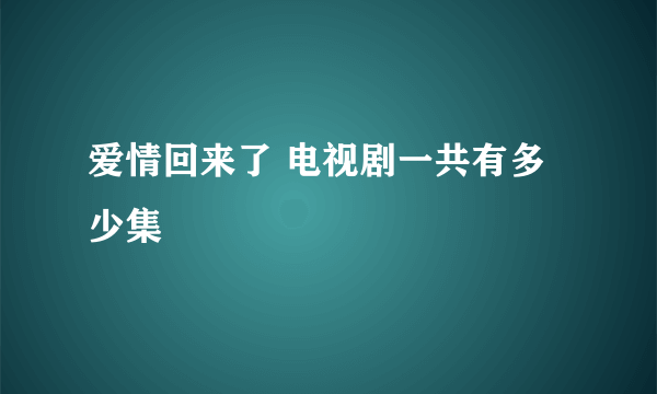 爱情回来了 电视剧一共有多少集