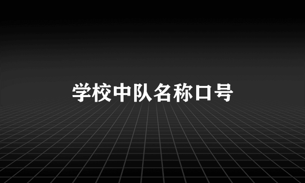 学校中队名称口号