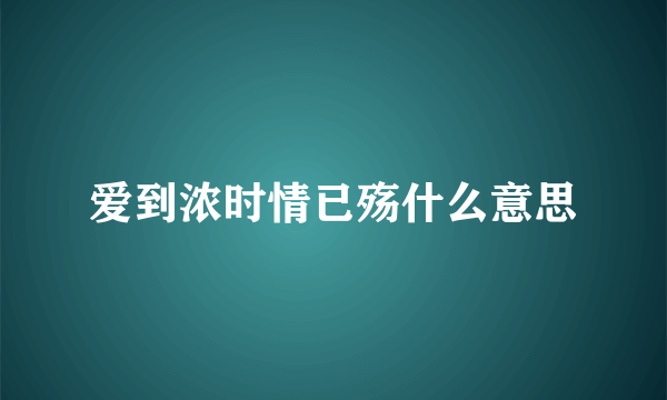 爱到浓时情已殇什么意思