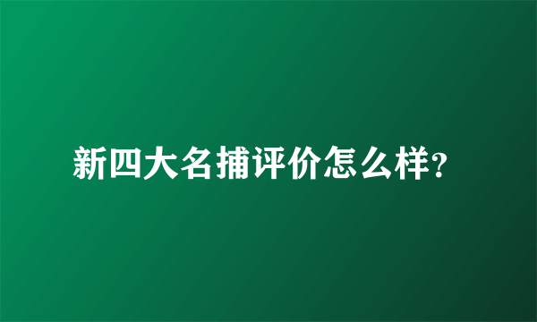 新四大名捕评价怎么样？