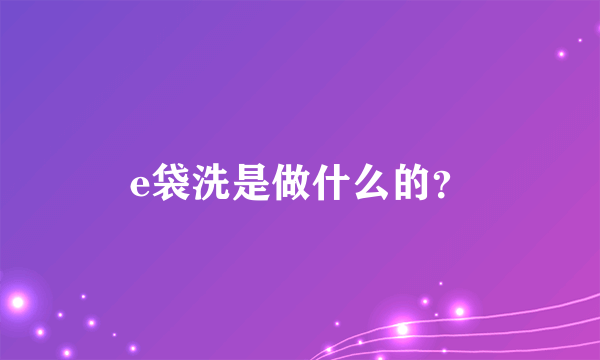 e袋洗是做什么的？