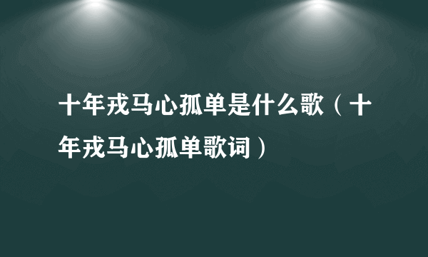 十年戎马心孤单是什么歌（十年戎马心孤单歌词）