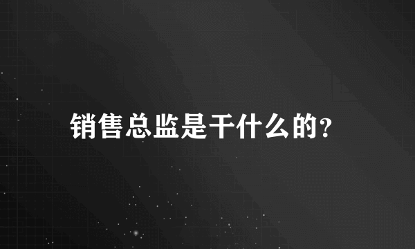 销售总监是干什么的？