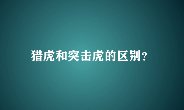 猎虎和突击虎的区别？