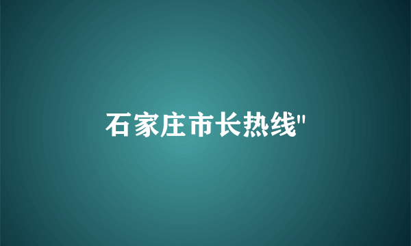 石家庄市长热线