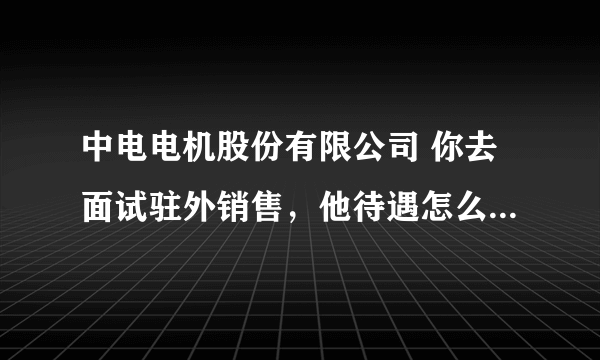 中电电机股份有限公司 你去面试驻外销售，他待遇怎么样，你现在在里面工作了吗？